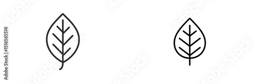Stylized leaf designs in minimalist style highlighting intricate vein patterns created in a simple black outline