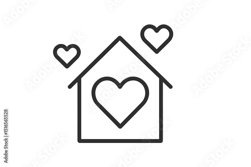 Symbol of love within a house, representing warmth and security