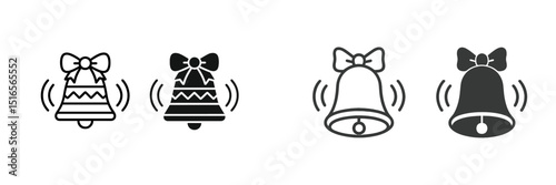 Collection of decorative bells with ribbons, exhibiting different styles and designs against a simple background
