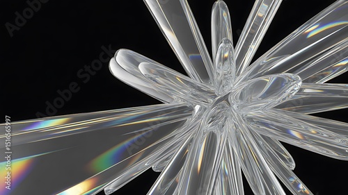 Abstract glass sculpture with rainbow reflections