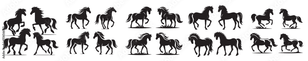 Fototapeta premium vector set of horses silhouettes
