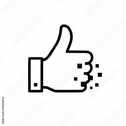 Minimal thumbs-up with broken pixels — internet approval gone chaotic.