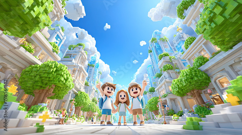 Pixelated City Adventure for Kids