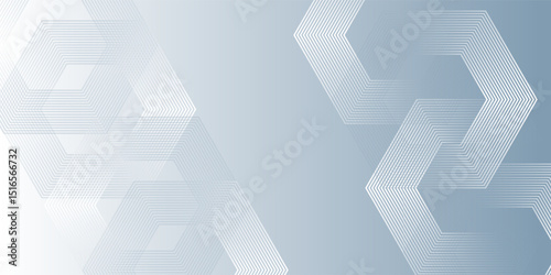 Abstract hexagon lines on gray background. Geometric stripe line art design for poster, brochure, cover, website, banner.