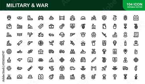 Military Warfare Icons – Modern Army Vector Symbols for Tactical Design, Security, and Defense Projects