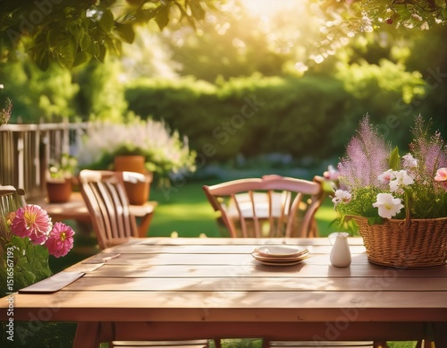 summer garden table mockup ai generative