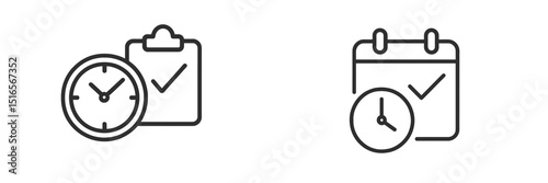 Clock and calendar icons representing time management and organization for daily tasks and schedules