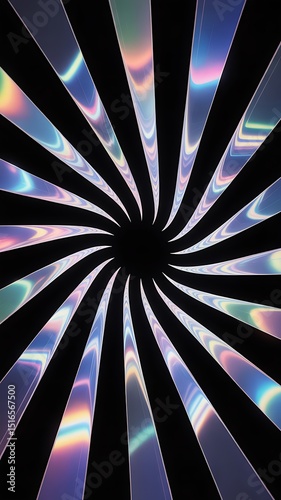 Abstract iridescent lines converging in a vortex