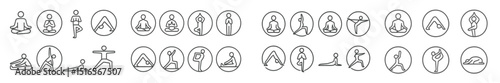 Yoga poses illustrated in a minimalistic design suitable for wellness and fitness promotion