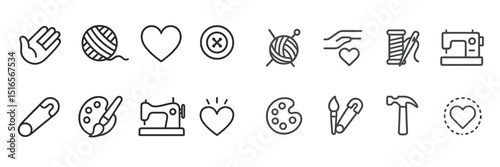 Creative tools and symbols for crafting activities in a minimalist design style