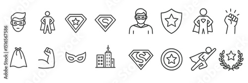 Popular symbols of heroism including capes, masks, and emblems representing strength and bravery in urban settings during daytime