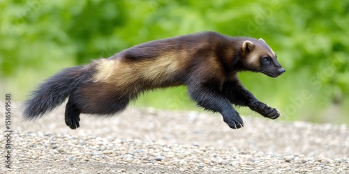 dynamic angle wildlife action photo of dynamic pose wolverine 