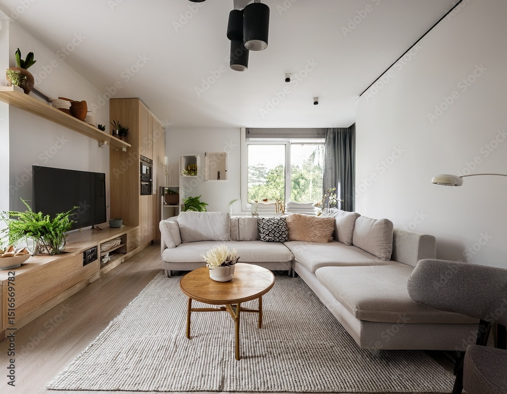 Fototapeta premium scandinavian style living room with modern furnishings