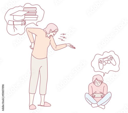 A humorous depiction of the clash between study obligations and gaming interests faced by students today
