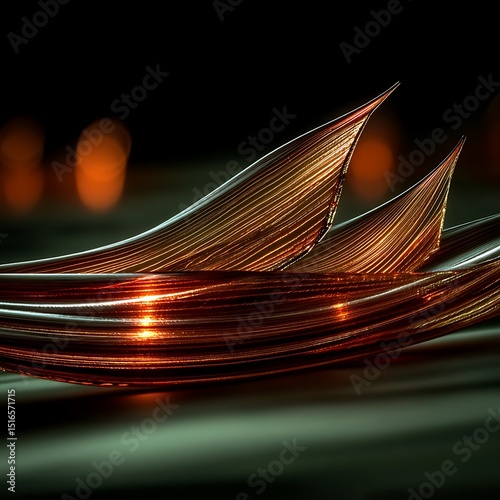 Abstract art, flowing forms, fire background