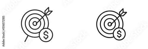 Conceptual symbols of target achievement and financial success representing business goals and investment strategies