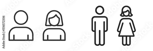 Line art representation illustrating gender diversity in human figures and relationships among individuals