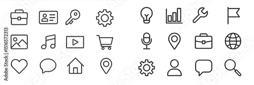Collection of minimalist icons depicting various concepts and activities in a clean layout on a white background
