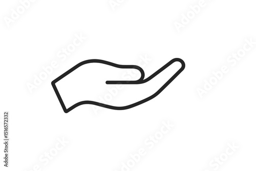 Outline of a hand open and extended, symbolizing support and assistance in various contexts