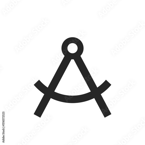 Minimalist Black and White Drawing Compass Icon for Geometry or Navigation Purposes