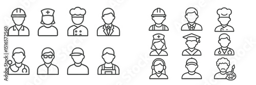 Diverse representation of various professions showing individuals in professional attire engaged in their respective fields