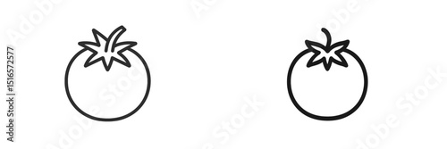 Minimalist line drawings of tomatoes showcasing different styles and shapes for artistic inspiration and educational purposes