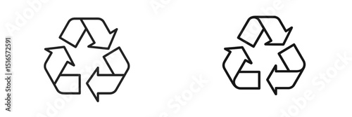 Recycling symbols displayed side by side demonstrating eco-friendly practices and sustainability