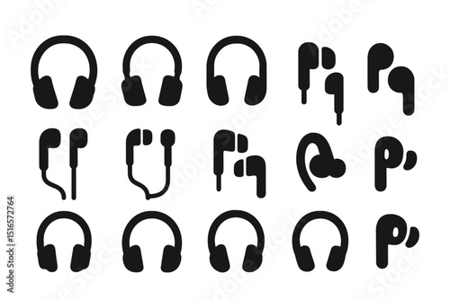Collection of various headphone silhouettes showcasing different designs and styles suitable for music enthusiasts and audio lovers