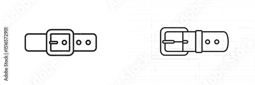 Detailed sketches of a belt buckle showcasing both side and top views in a minimalistic style suitable for design concepts and illustrations