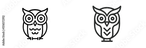 Unique owl designs featuring a minimalist approach and charming character created in black and white style