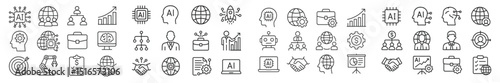 Modern digital icons representing technology, business, and artificial intelligence concepts in a minimalist design