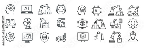 Exploring artificial intelligence and automation in modern industry with various icons and symbols