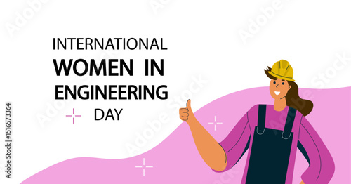 international women engineering day.  line art vector illustration for banner, poster, card