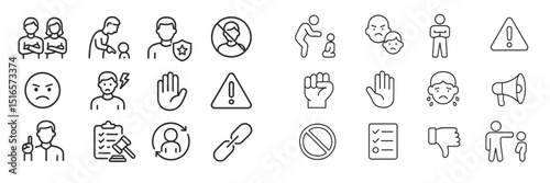 Various icons depicting emotions, actions, and symbols related to family dynamics and social interactions