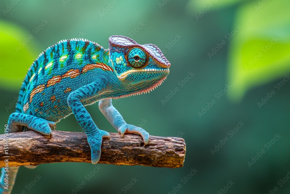 Obraz premium Blue Lizard (Anoles) on Green Leaves