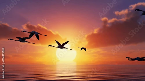 birds flamingo sea sunset migration nature life video motion