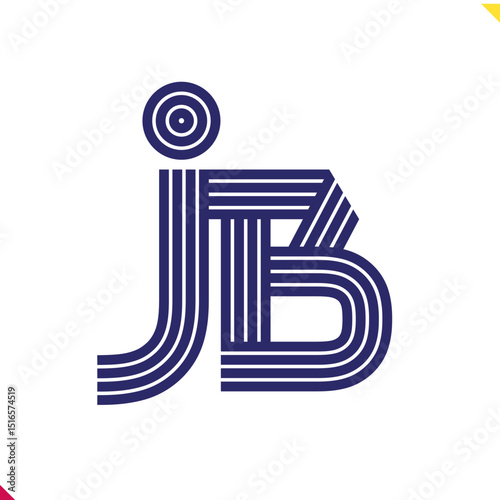 Parallel line monogram initial logo, combination of letter J and B. Best for name abbreviation.