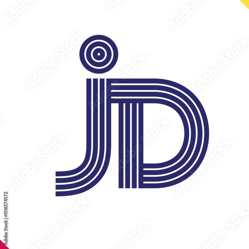 Parallel line monogram initial logo, combination of letter J and D. Best for name abbreviation.