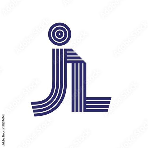 Parallel line monogram initial logo, combination of letter J and L. Best for name abbreviation.