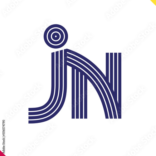 Parallel line monogram initial logo, combination of letter J and N. Best for name abbreviation.