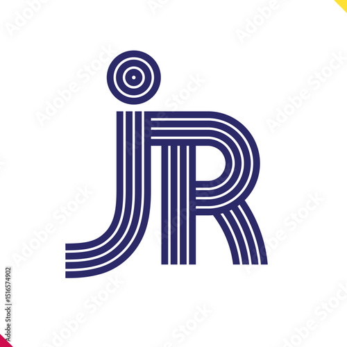 Parallel line monogram initial logo, combination of letter J and R. Best for name abbreviation.