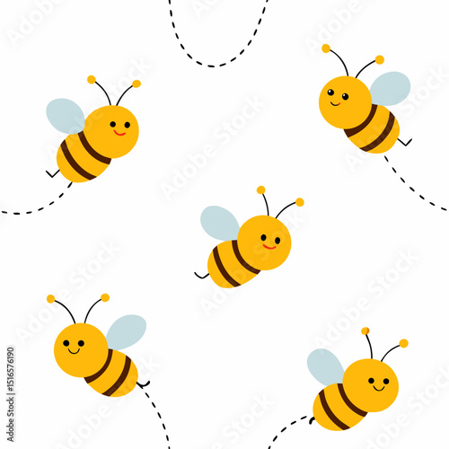 set of cartoon bees
