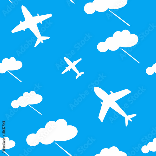 seamless airplane and cloud pattern   planes  