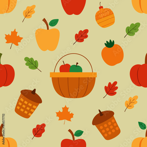 seamless autumn harvest pattern   pumpkins  acorns.svg