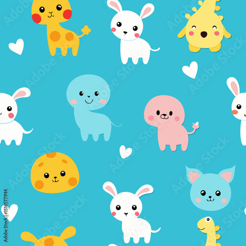 seamless baby animal pattern   cartoon baby giraff 