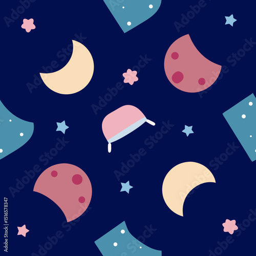 seamless bedtime pattern   pajamas  pillows  moons.svg