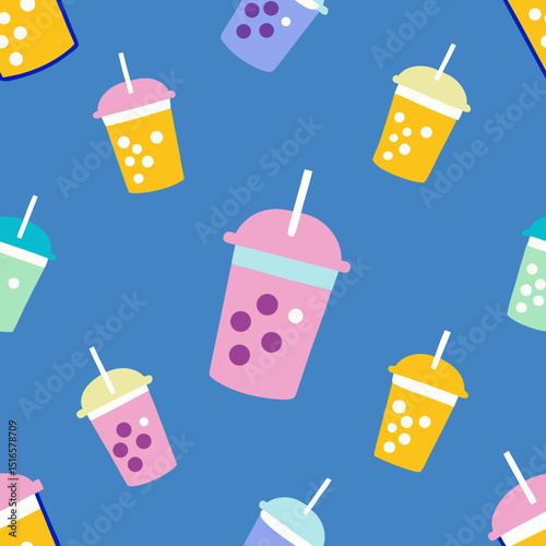 seamless boba tea pattern   bubble tea cups in var.svg