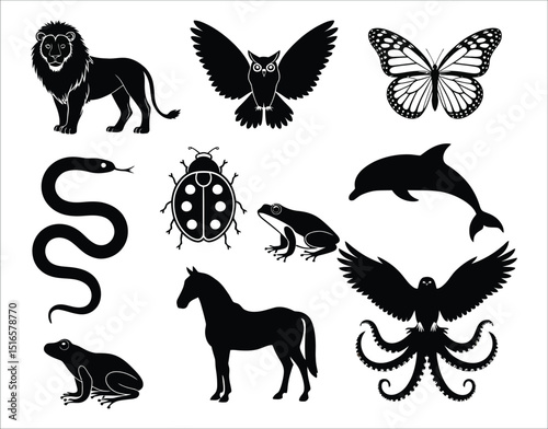 Black Animal Icons Set