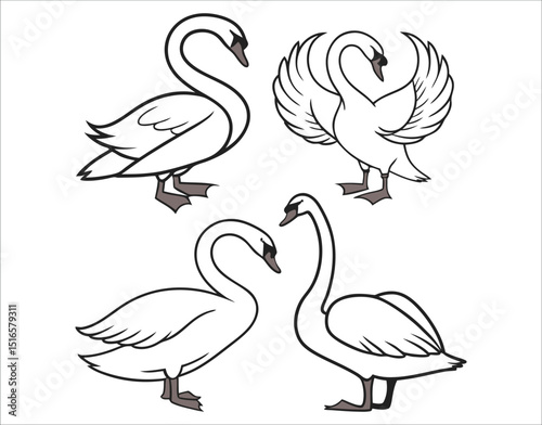Clean Swan Silhouette Pack – Vector