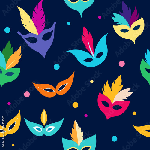 seamless carnival mask pattern   colorful masquera 